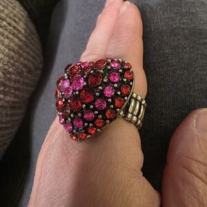 Elegant Red and Pink Gemstone Elastic Ring